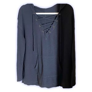 Mossimo Long Sleeved Lace Up Hoodie Sz Lrg Black